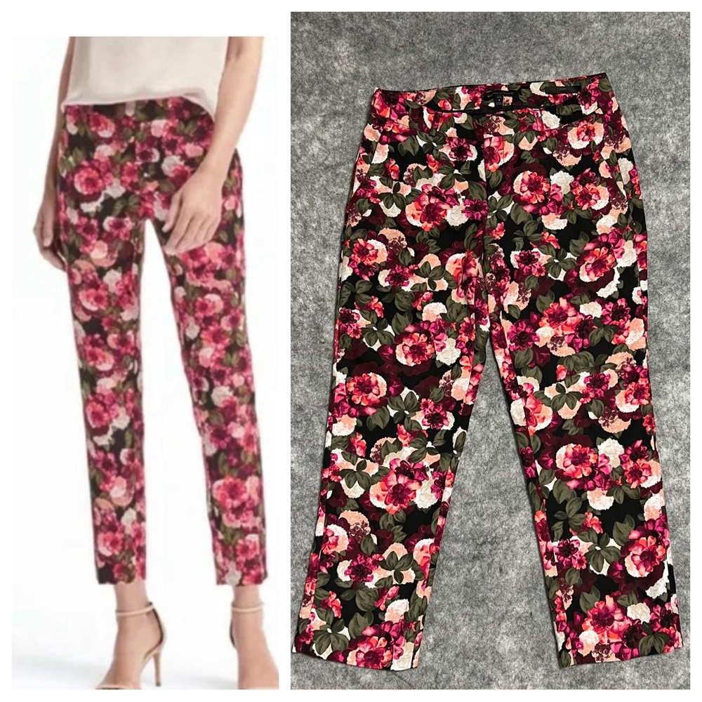 Banana Republic Pants Women's 4P Avery Allover Flower Print Cropped Multi